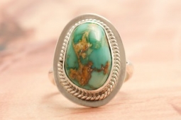 Genuine Battle Mountain Turquoise Sterling Silver Native American Ring